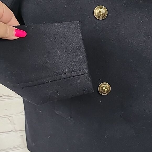 Express Black Wool Peacoat Double Breasted Classic Overcoat Heavy Winter Coat - Picture 6 of 11